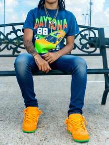 Men's Slim Fit Straight Leg Blue Jeans, Casual Street Style, All Season - Blue - View 5