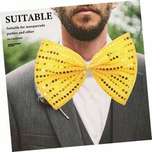 KONTONTY pajarita de lentejuelas pajarita brillante corbata de lazo de la vendimia pajaritas de gran tamao para hombres pajaritas divertidas para hombres pajarita de disfraz polister rojo - Dorado - Ver 6