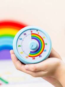 60分钟可视计时器，适用于儿童、教室、办公室、厨房、桌面，是一款儿童时间管理工具，静音运行，番茄钟计时器，彩虹图案 - 彩色 - 查看 7