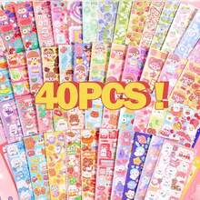 Cute Cartoon Laser Stickers (Random Sticker Patterns), GOO Card Stickers, Party DIY Stickers, With Built-In Cutting Lines That Do Not Require Cutting, Cute Cartoon Themed Stickers