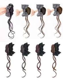 女士合成假发，带爪夹 - 蓬松卷发造型，可扎成高马尾，适合日常及特殊场合，自然逼真，打造女性专属发型，快速打造理想发型，弹性波浪，佩戴稳固，适合日常佩戴，派对发型，韩式风格，舒适贴合，忙碌女性的理想之选。