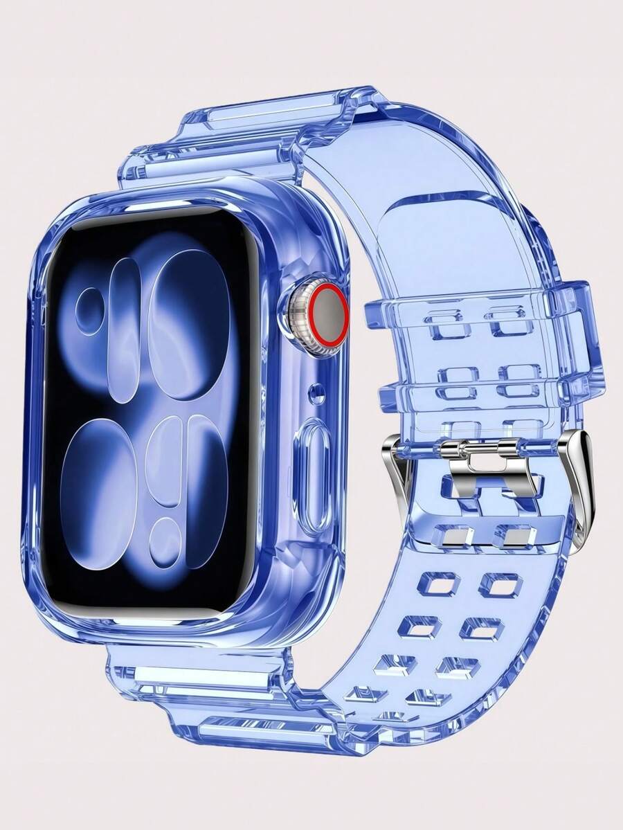 二合一透明运动表带，带保护壳，兼容 表带 38/40/41/42/44/45/46/49mm，果冻运动保护替换腕带，兼容 11/10/9/8/7/6/5/4/3/2/1/SE Ultra 男女款（不含屏幕）