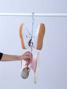 Heavy Duty Dual Hook Shoe Rack - Space Saving Design, Suitable For Home And Balcony, Wind-Resistant Drying Hooks - Durable Plastic Storage Rack, Balcony Organization, Wall Mounted Storage Rack, Compact Design, Reinforced Hooks, Long-Lasting Material, Apartment Living, Small Space Solution, Clothes Drying Rack - Multicolor - View 5