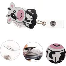 Porta Credencial Porttil Clip Retrctil Para Credencial De Empleado Tamao Compacto Con Clip De Cocodrilo Abs Metlico Diseo De Vaca Para Uso Mdico y Oficina - Múltiples + 6X3.5X2.5CM - Ver 4