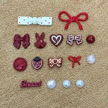 16件套红色鞋饰：蝴蝶结、爱心、兔子和草莓装饰 - 非常适合DIY鞋子和派对礼物，鞋子装饰配件 - 多色3 - 查看 4