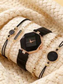 5pcs/Set Elegant, Mysterious, Sweet, Dreamy Multi-Dial Quartz Watches, Versatile For Teenagers, /Year-End /Birthday Gift/Holiday Gift - Gold - View 10