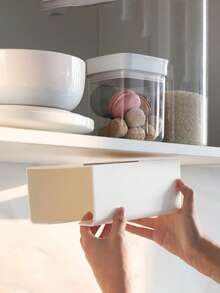 1 pièce Boîte de mouchoirs murale, créativité sans perçage pour salle de bain, toilettes, salon, cuisine, support multifonction pour essuie-tout, convient pour diverses boîtes de mouchoirs de petite à moyenne taille - multicolore - Voir 2