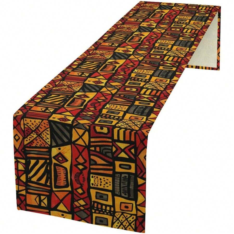 1PC African Table Runner,Traditional African Colorful Retro Patterns Table Cloth, Kitchen Dining Table Runnersk, Fireplace Decoration, Made Of Thick, Durable, And Wrinkle-Resistant Polyester Fabric, 13x72 Inch And 13x48 Inch,  Washable Table Cloth Dresser Scarves For Party Wedding Birthday Holiday - 非洲紅4 - 查看 1