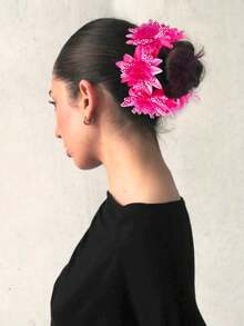 1pc Women's New Solid Color Faux Fabric Daisy & Rose Flower Hair Scrunchie, Suitable For Daily, Vacation, Hairstyle, Hair Tie, Hair Accessories, Holiday Gift ,Ponytail Holders ,Hair Elastics ,Hair Rubber Bands ,Hair Rope - Multicolor - View 5