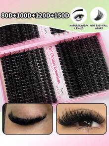 CMAYOME 720/648 片装合成睫毛胶水套装，D 卷合成睫毛嫁接套装，包含 10D + 20D + 30D + 40D + 50D + 60D + 80D + 100D + 120D + 150D，长度从 9 毫米到 18 毫米混合，蓬松柔软的合成睫毛。轻盈柔软，簇状设计。