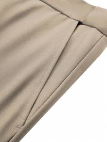 Ensemble de 2 pièces pour hommes Furuyal, comprenant un pantalon avec poches et une ceinture, de couleur unie, coupe droite, style décontracté et léger, convenant aux affaires, mariages, galas, fêtes et autres occasions, dégageant un air d'ancienne fortune - Champagne - Voir 7
