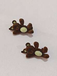 2 Stücke Kinder Samt Bär & Hase Haarclips, süße Tier Haaraccessoires für Mädchen, modische vielseitige Haardekoration für den täglichen Gebrauch, Partys, Herbst/Winter