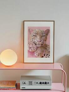 1 幅粉色帆布海报，豹纹艺术画，猎豹挂画，幸运墙饰，学院风墙画，极简主义墙面艺术品，少女房墙面装饰，无框 - 粉色 - 查看 6
