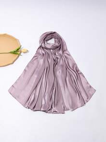 1件女士纯色缎面仿丝镂空条纹围巾，时尚休闲防晒披肩头巾，适合搭配连衣裙 - 多色 - 查看 27