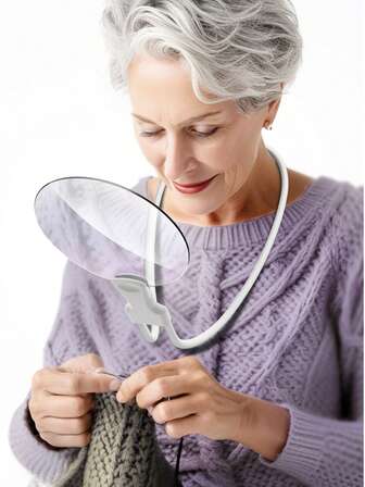 3-i-1 justerbart 5X förstoringsglas, kan hängas runt halsen, placeras på skrivbordet eller handhållas. 5,12-tums förstoringslins för handsfree-läsning, sömnad, hantverk, läsning av tidningar, förstoring av telefonskärmar