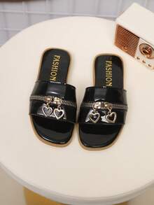 Children's Fashionable Outdoor Slippers, Summer Flat Shoes, One-Piece Sandals, New Stylish Elegant Minimalist - Black - View 3