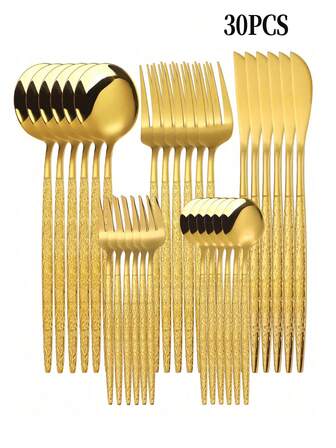 Juego de cubertería de acero inoxidable portugués de 5 piezas, 20 piezas o 30 piezas, con cuchillo, tenedor y cuchara para filete, para restaurante, hogar, fiesta y boda