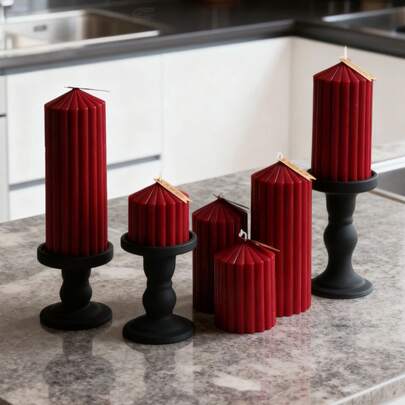 1pc 7.5-15cm Nordic Luxury Spire Red Pillar Candle, Soy Wax Candle, Romantic Dinner Candle, Wedding Centerpiece Decoration, Festive Atmosphere Decor, Home Decor Item, Suitable For Proposal Occasions, Elder's Birthday, Party Celebrations, Relaxation Meditation, Birthday Gift, Photography Props, Valentine's Day Illumination, Romantic Home Decor, Valentine's Day Surprise Gift