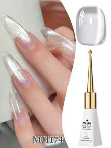 Mtssii 10毫升白色猫咪磁性凝胶，闪耀亮片，营造出如月光般朦胧的星空效果。半永久性可卸全息美甲油，美甲用品。 - 白色 - 查看 7