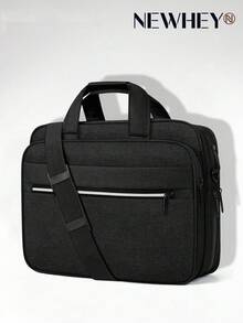NEWHEY 15.6英寸笔记本电脑包，公文包款式，防水笔记本电脑手提包，可扩展笔记本电脑斜挎包，男士适用，适合旅行、商务和工作场合 - 黑色 - 查看 10