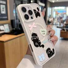 Cute Cartoon Cat Double Phone Case, for  16 15 14 12 13 11 17 Pro Max 17 AIR XS MAX X Phone Back Cover - Blanco - Ver 6