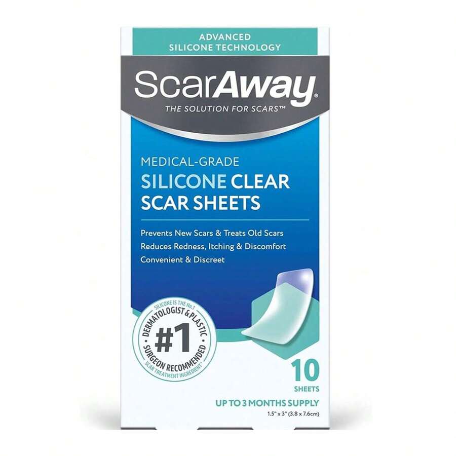 ScarAway Parches de silicona premium para cicatrice5, tiras de silicona de grado medico para el tratamiento y la prevencion de cicatrices, aptos para cirugias, quemaduras, cicatrices corporales, hipertroficas y queloides. - Blanco - Ver 1