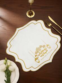 1/6 tấm lót bàn thêu vải màu trắng, chất liệu polyester với họa tiết hoa thêu tay màu vàng, kiểu dáng Trung Đông, có thể giặt, dễ lau chùi, chống trơn trượt, chịu nhiệt, thích hợp trang trí phòng, bàn ăn, nhà cửa, tiệc tùng, phù hợp cho các dịp lễ, tiệc tùng, họp mặt, sinh nhật, đám cưới, quà tặng, bữa tối, ngoài trời, dã ngoại. - Nhiều màu - Xem 6