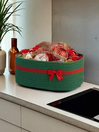 1 st julklappskorg, förvaringskorg presentgodiskorg, julförvaringskorg, presentkorg, lämplig för sovrum och vardagsrum, lämplig för höst-/vinterförvaring, stämningsfull förvaringskorg, julklappskorg, julklappskorg