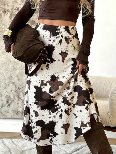 Elegant Animal Print Skirt, Fashionable And Chic, Suitable For Commuting, Great For Spring, Autumn And Winter