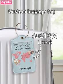 Ayotu Customized Airplane Map Camera Pattern Luggage Tag (Can Be Customized With Name And Text), Travel Cruise Luggage Label, Backpack, Handbag And Schoolbag Label, Personalized Card Holder, Business ID Travel Tag, Essential For Group Travel, Activities And Company Trips, Creative Valentine's Day, Birthday And Holiday Gift ,Holiday Essential, Id Card - Multicolor - View 9