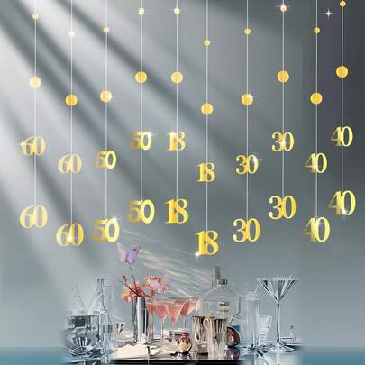 2ชิ้น/ชุด, สายรุ้ง, แถบแขวนกระดาษตัวเลขกระจกยาวประมาณ 1 เมตร, ประกอบด้วยตัวเลข 18/30/40/50/60, แผ่นกลม, เหมาะสำหรับตกแต่งงานเลี้ยงวันเกิด, ฉากฉลองวันเกิด, ปาร์ตี้สำหรับผู้ใหญ่, ปาร์ตี้สละโสด, วันครบรอบ, เปิดร้าน, ตกแต่งห้อง, ตกแต่งงานแต่งงาน