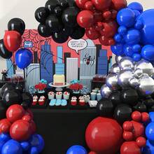 106-Piece Red, Blue And Black Balloon Arch Set, Spider-Themed Balloon Garland Kit, Hero-Themed Party Decoration, Birthday Photo Prop, Birthday Party Anniversary Party Scene Arrangement, Room Decoration - Multicolor - View 2