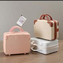 1 pieza Maleta de viaje mini de 14 pulgadas, maleta de viaje ligera de cuero para mujeres, estuche de cosméticos de mano - Multicolor - Ver 4