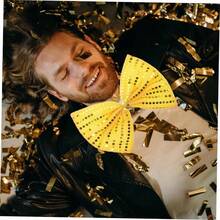 Pajarita De Lentejuelas Pajaritas De Lentejuelas Para Hombre Pajarita Brillante Los Corbatas De Arco De Novedad Para Hombres Pajarita Preatada Arcos De Lentejuelas Golden Polister - Dorado - Ver 7