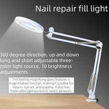 1 件多功能可折叠台夹放大镜灯，3 种颜色灯，10 种亮度等级，适用于焊接、维修、珠宝鉴定、美容、老年人阅读、学习