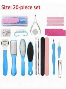 Foot Care Set, Includes Foot Grater, Callus Remover, Foot File, Manicure Tools, Home Salon And SPA Dedicated Callus Removal Kit, Suitable For Boys, Girls And Children, Stainless Steel Foot Rasp, Foot Cleaner, Nail Clippers - Blue - View 3