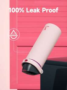 Meoky 24oz Vacuum Insulated Water Bottle with 2-in-1 Straw and Spout Lid, Insulated Cup, Keep Cold 24H, Leak-Proof, Fits in Car Cup Holder, Stainless Steel Tumbler for Sports, Travel, and School - 粉紅黑色 - 查看 5
