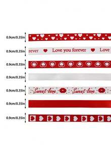 Ruy băng họa tiết trái tim và chữ cái dài 5 thước Anh, rộng 0.9cm, thích hợp để gói quà, làm nơ hộp hoa, buộc bó hoa, tự làm bao bì quà tặng, trang trí tiệc và trang trí nhà cửa, lý tưởng cho Ngày của Mẹ, Ngày Valentine, Kỷ niệm, Hẹn hò. - Đỏ - Xem 11