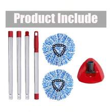 Spin Mop, Base, Handle O - Ceda EasyWring Microfiber Spin Mops, 2 Microfiber Mop Refills, 1 Cover And 30 - 58in Handle Set Combo White1 System - Màu xanh dương (Hệ thống 2 bình chứa) - Xem 7