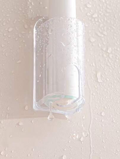 2pcs/1pc Minimalist Solid Color Rectangular Self-Adhesive Electric Toothbrush Holder - Strong Adhesive, No Residue, Waterproof, Wall-Mounted Storage, No Drilling Or Power Needed, Bathroom Storage Essential, Suitable For Christmas, Home Bathroom, Autumn Decor, Back To School Organization, All-Year-Round Bathroom Must-Have