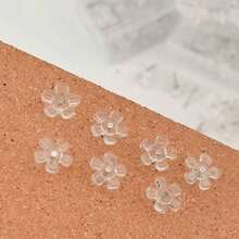 50pcs Transparent Flower Shaped Push Pins, 5-Petal Design, Office Decor Thumbtacks, Suitable For School Supplies, Back To School Season - Multicolor - View 3