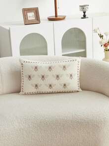 LCUHPCL 1 pièce Housse de coussin décoratif avec broderie 3D d'abeille, convient pour le salon, la chambre à coucher, les fêtes et divers environnements, toutes saisons - Multicolore - Voir 8