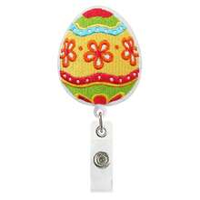 1pc Easter Expandable Fabric Felt Rabbit Egg With Retractable Snap Hook, Rotatable Easy Pull, With Medical Badge Clip