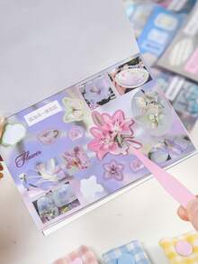 1本全模切贴纸书，带背胶和双面覆膜，复古备忘录系列，适用于礼品、办公、家居、标记、标签、教室、娱乐玩具、学生计划本、创意复古装饰DIY贴纸 - 彩色 - 查看 6