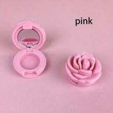 1个玫瑰花瓣唇眼彩妆盘 - 迷你玫瑰造型塑料化妆品收纳盒，带翻盖，6种颜色（粉色、红色、棕色），可收纳口红、腮红、粉饼等 - 便携旅行设计，装饰性化妆盒