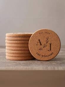 1pc/10pcs/30pcs/50pcs Custom Cork Coaster Set, Guest Wedding Favor, Engraved Coaster, Bridal Gift, Mother's Christmas Gift, Personalized Gift, Home Essential - Multicolor - View 3