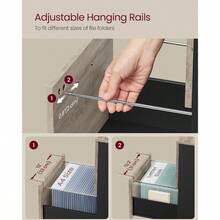 Printer StandsVASAGLE UOFC040B02 - Archivador móvil con Ruedas para Documentos de tamaño Carta Carpetas de Archivos Colgantes Color Gris y Negro - GreigeBlack - Ver 6