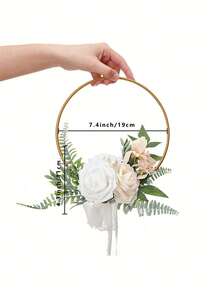 1pc Artificial Rose Wreath, Floral Decor For Hanging, Wall, Wedding, Party, Dining Table, Home Decoration, Bridesmaid Bouquet - Multicolor - View 8