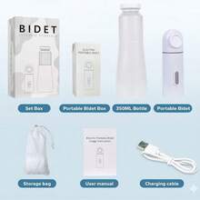 Portable Electric Bidet Sprayer - Rechargeable Handheld Postpartum & Travel Cleansing Device, 350ml Water Bottle, 2 Pressure Modes, IPX7 Waterproof, Standard Bottle Adapter, Type-C Charging, Suitable For Adult & Child Care - White - View 12