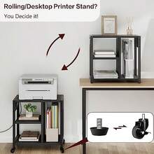 Soporte móvil para impresora con tomas de corriente y puertos USB, carrito de 4 niveles con ruedas bloqueables y estante de almacenamiento, mesa de escritorio para impresora 3D en casa o en la oficina, color negro rústico. - Tipo de Enchufe B USA (110-127V) - Ver 7